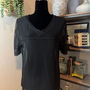 Socialite Jersey Style Sheer Black Tee - Size M - Like New!